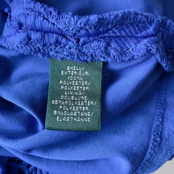 Ralph Lauren Cobalt Blue Floral Overlay Lined Dress Size 4 - Picture 7 of 16